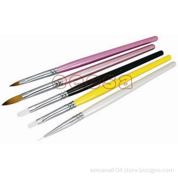 5PCS UV Coating Wood Handle Kolinsky Sable Nail Application Brush Set